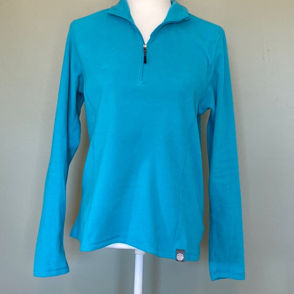 REI zip pullover in teal blue, size medium
